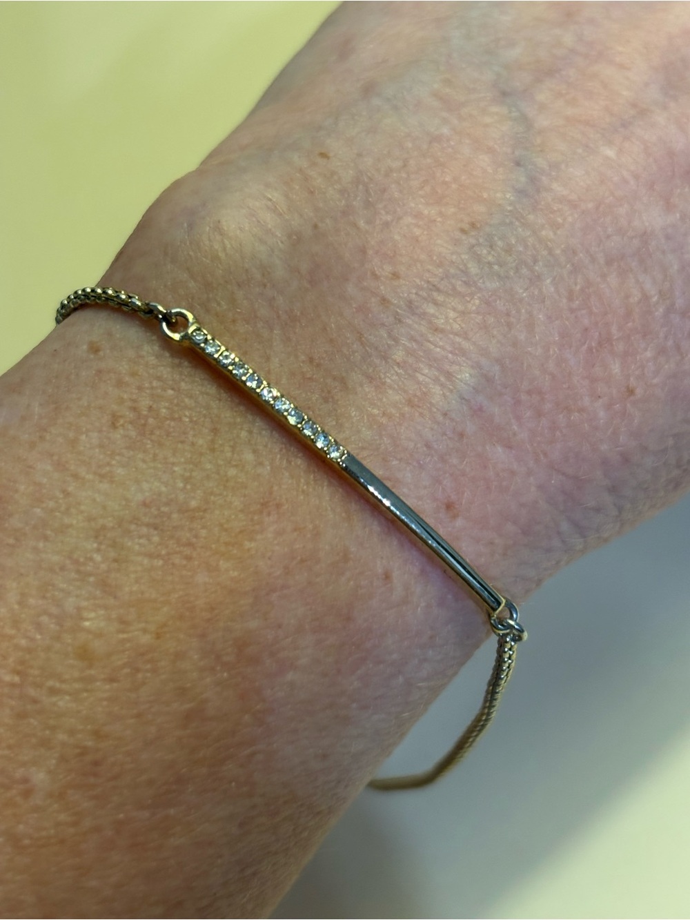 DKNY Gold Half Crystal Bar Adjustable Slider Bracelet